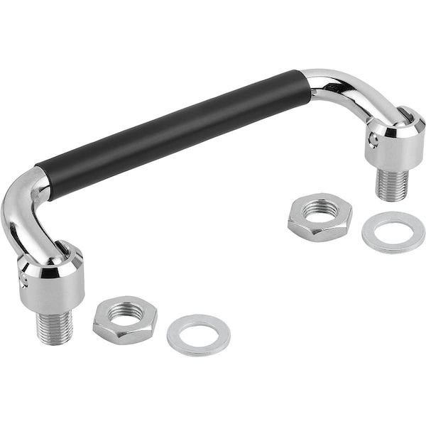 Pull Handle Fold-Down L=118 Steel, High-Gloss Chromed, With Plastic Cover, A=100, D=M10X1